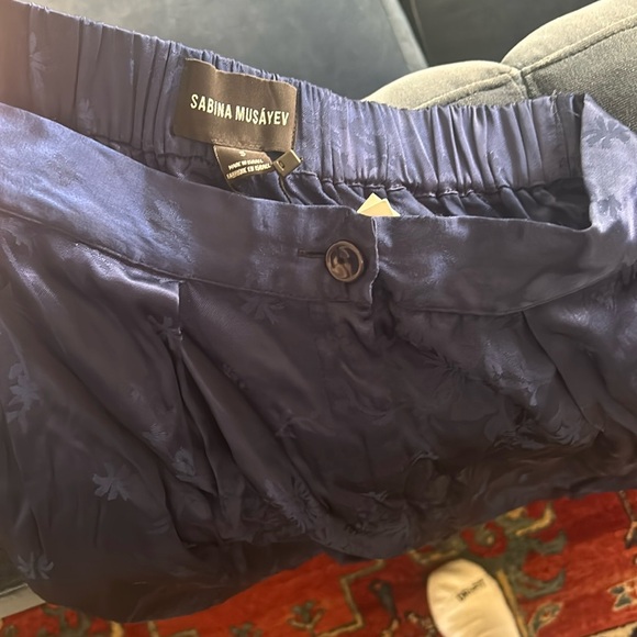 NWT Sabina Musayev pippa pants silk navy pattern monochrome pants - Picture 3 of 3